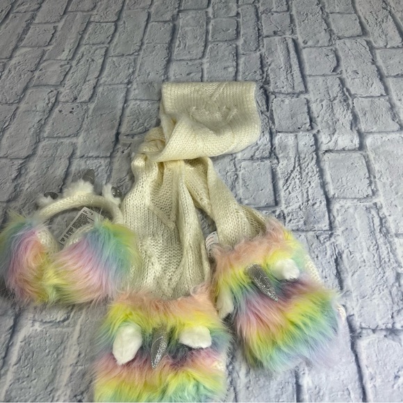 Cat & Jack Accessories Ear Muffs And Scarf Unicorns Rainbow Poshmark